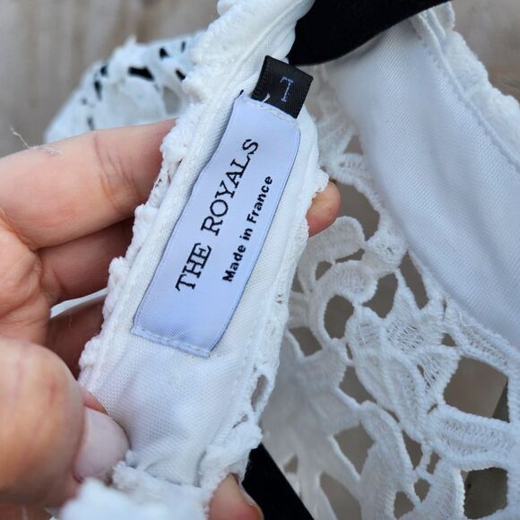 The Royals Crochet Lace High Low Overlay Dress Shirt - Picture 3 of 6